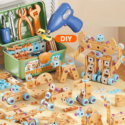 Early Educational DIY Nut Hand Puzzle Toy for Boys Shape Insert Blocks Simulated Screwing Toolbox Assembly