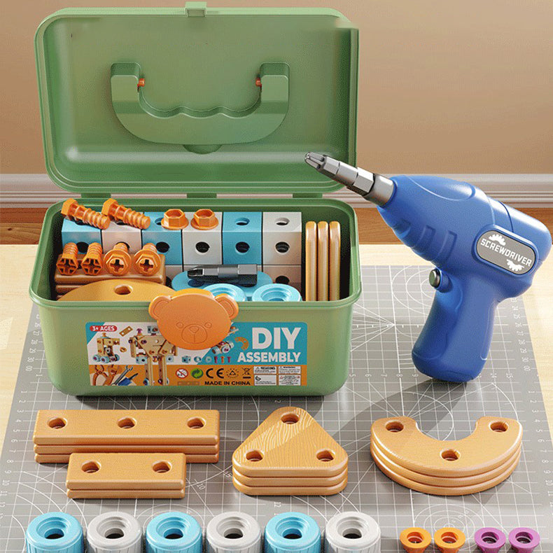 Early Educational DIY Nut Hand Puzzle Toy for Boys Shape Insert Blocks Simulated Screwing Toolbox Assembly