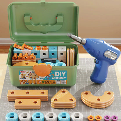 Early Educational DIY Nut Hand Puzzle Toy for Boys Shape Insert Blocks Simulated Screwing Toolbox Assembly