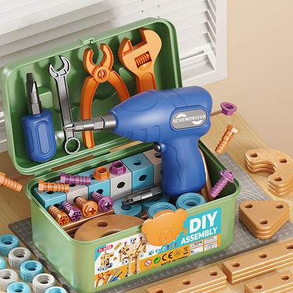 Early Educational DIY Nut Hand Puzzle Toy for Boys Shape Insert Blocks Simulated Screwing Toolbox Assembly