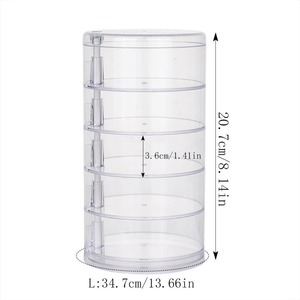 Round Plastic Organizer Box, Jewelry Display Rack, Rotating Makeup Storage Holder for Bracelets and Earrings