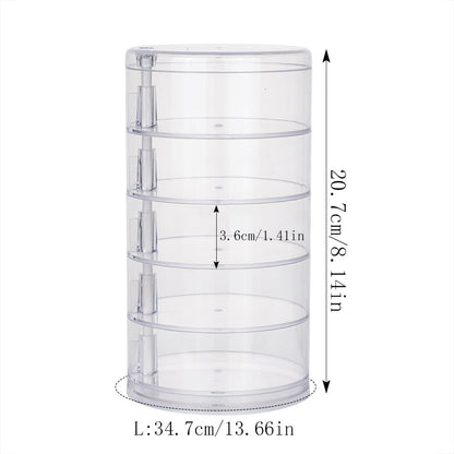 Round Plastic Organizer Box, Jewelry Display Rack, Rotating Makeup Storage Holder for Bracelets and Earrings