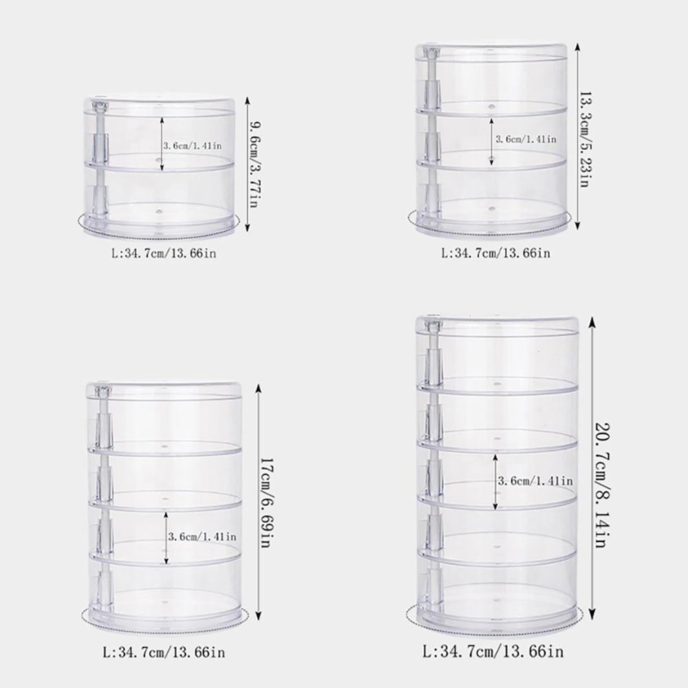 Round Plastic Organizer Box, Jewelry Display Rack, Rotating Makeup Storage Holder for Bracelets and Earrings