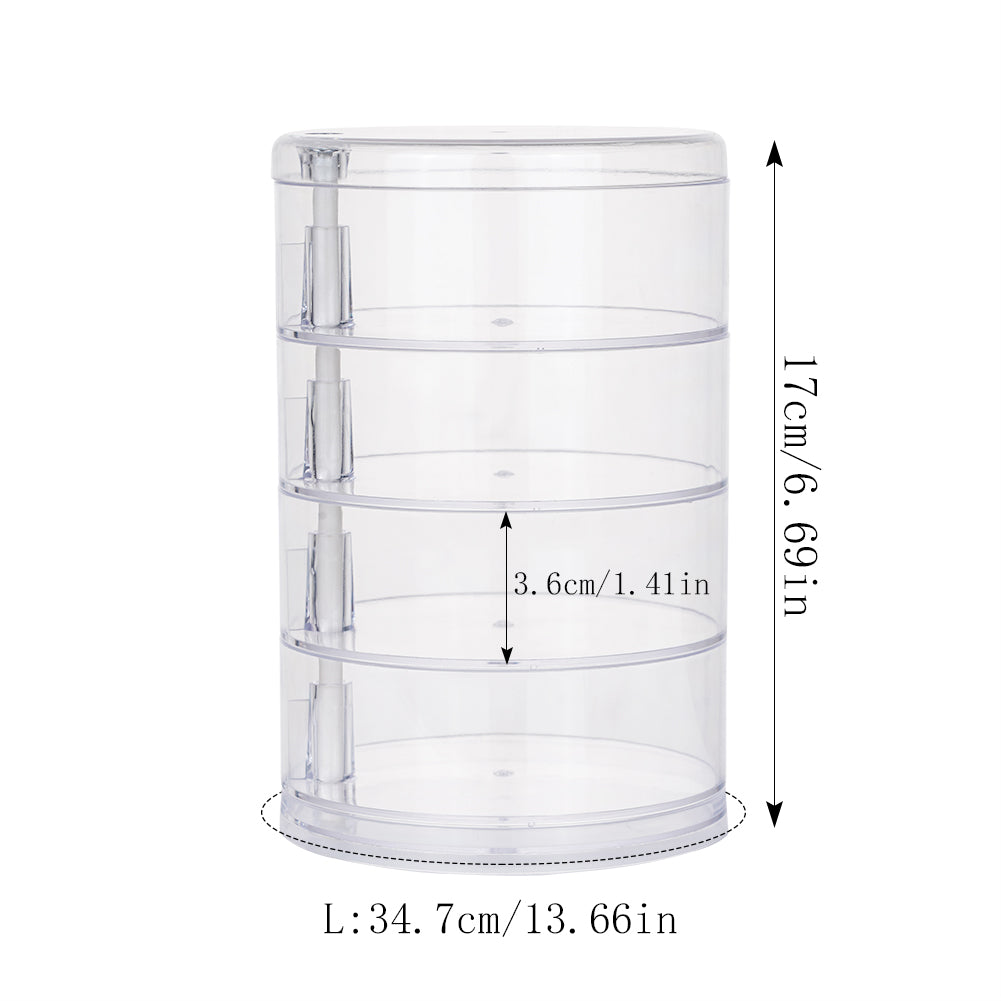 Round Plastic Organizer Box, Jewelry Display Rack, Rotating Makeup Storage Holder for Bracelets and Earrings