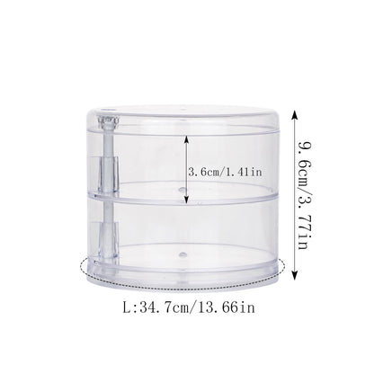 Round Plastic Organizer Box, Jewelry Display Rack, Rotating Makeup Storage Holder for Bracelets and Earrings