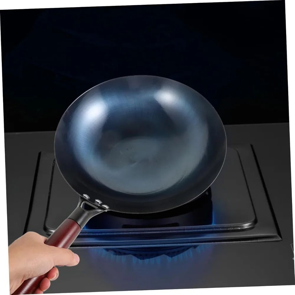 HeritagePro Traditional Cast Iron Wok – Premium iron cookware with Wood Handle (12 in)