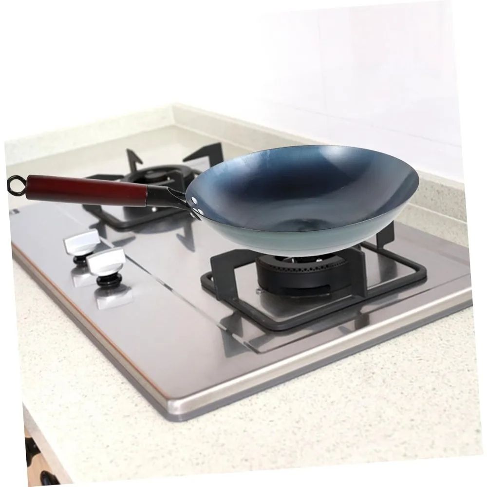 HeritagePro Traditional Cast Iron Wok – Premium iron cookware with Wood Handle (12 in)