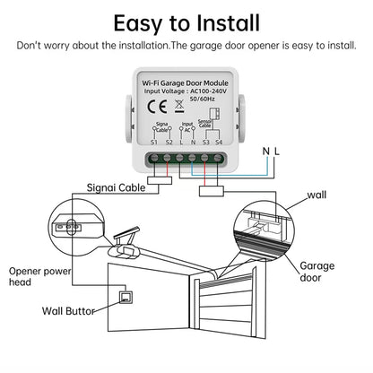 Smart Life Garage Door Opener Controller with Dry Contact Switches for Smart Home Security and Alarm System