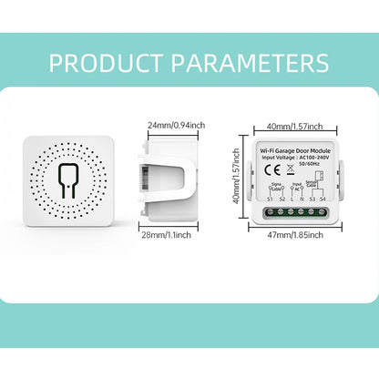 Smart Life Garage Door Opener Controller with Dry Contact Switches for Smart Home Security and Alarm System