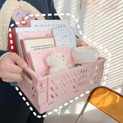 Cute Plastic Foldable Stationary Holder, Stackable Desk Organizer, Office Storage for Students