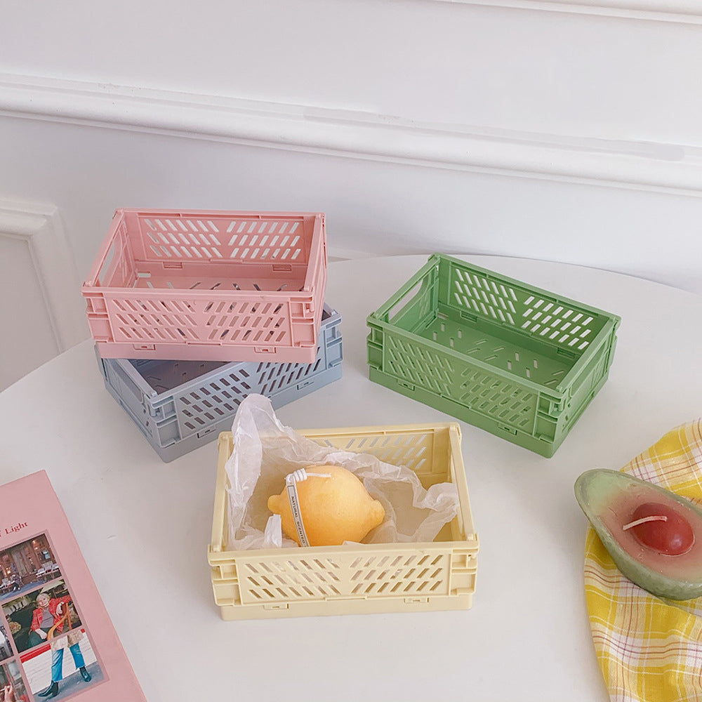 Cute Plastic Foldable Stationary Holder, Stackable Desk Organizer, Office Storage for Students
