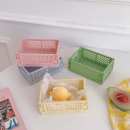 Cute Plastic Foldable Stationary Holder, Stackable Desk Organizer, Office Storage for Students