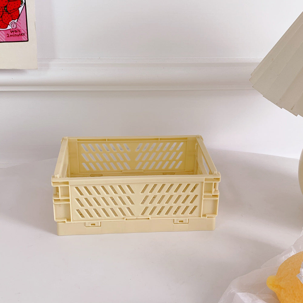Cute Plastic Foldable Stationary Holder, Stackable Desk Organizer, Office Storage for Students