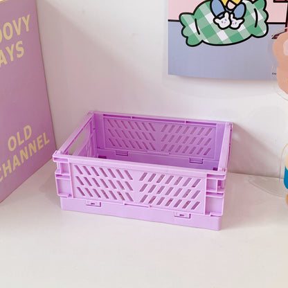 Cute Plastic Foldable Stationary Holder, Stackable Desk Organizer, Office Storage for Students