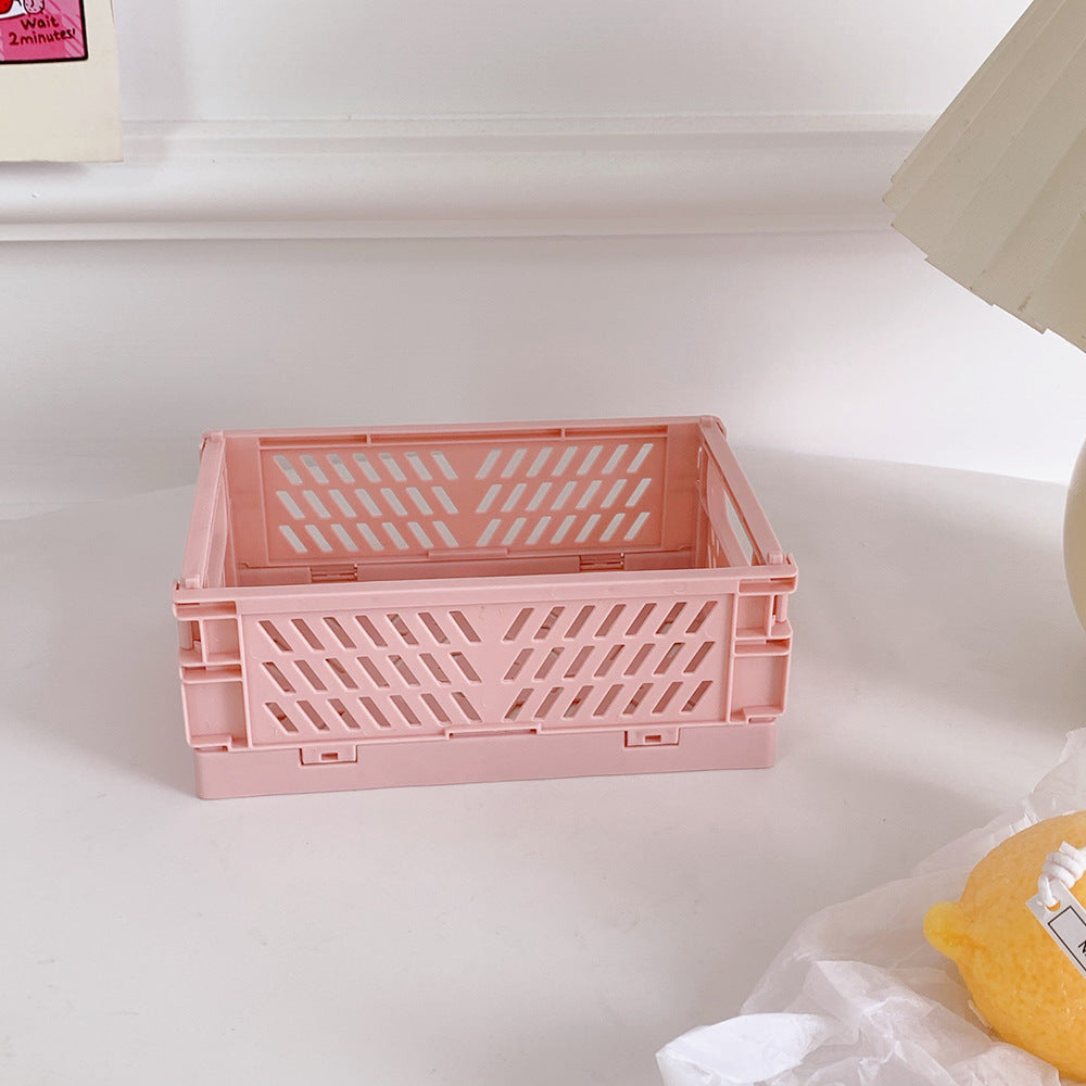 Cute Plastic Foldable Stationary Holder, Stackable Desk Organizer, Office Storage for Students