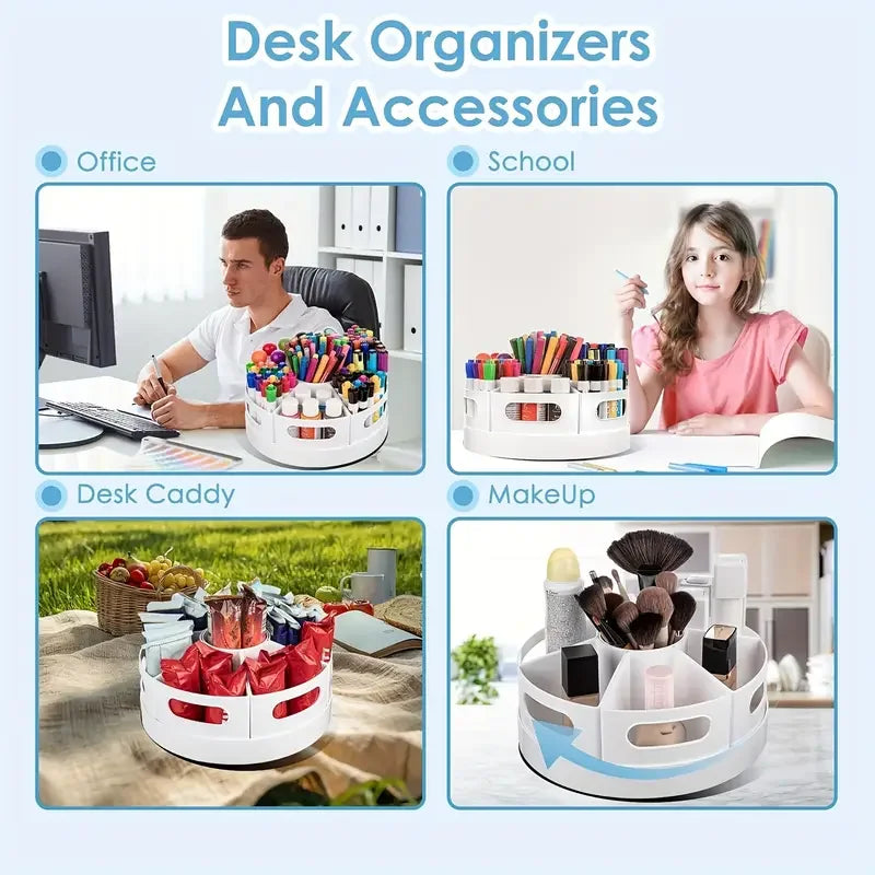 Multi-Pen Holder Desk Organizer With 7 Removable Bins, Office Stationery, Pencil Holder for School Desk