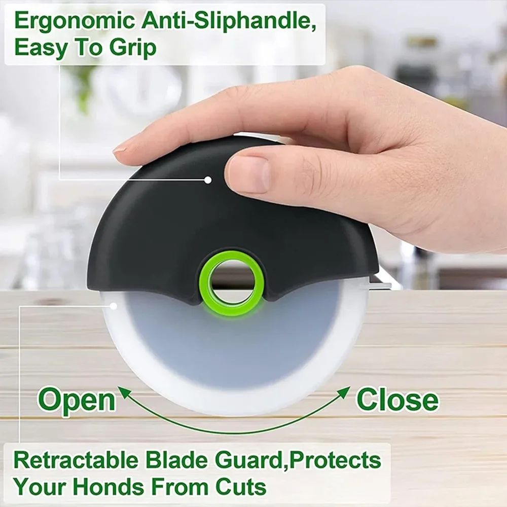 Premium Stainless Steel Pizza Cutter Wheel with Protective Blade Cover – Ergonomic Kitchen pizza cutter wheel