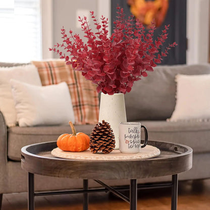 Red Eucalyptus Faux Stems – Lifelike Decorative Branches for Home, Event & Holiday Floral Designs