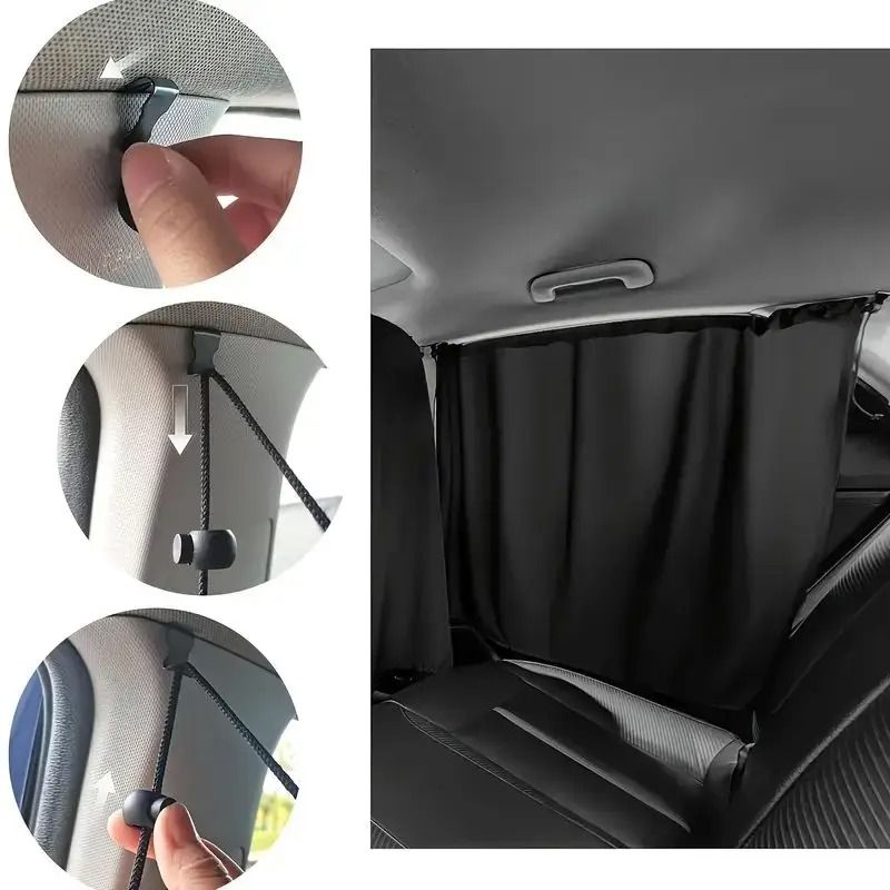 Car Privacy Curtains Set Sun Shade Divider for Front and Rear Seats