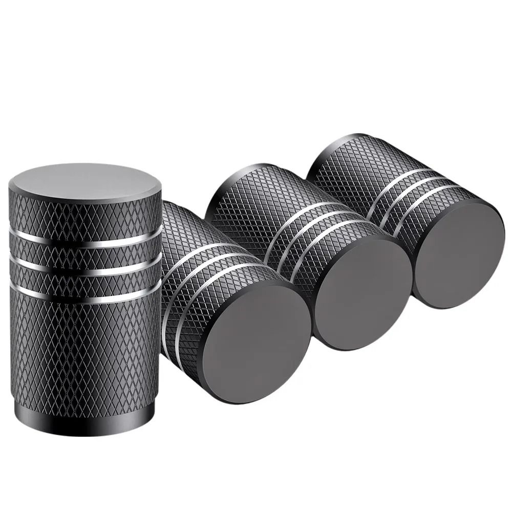Aluminum Tire Valve Caps Set Knurled Air Stem Covers for Cars and Trucks