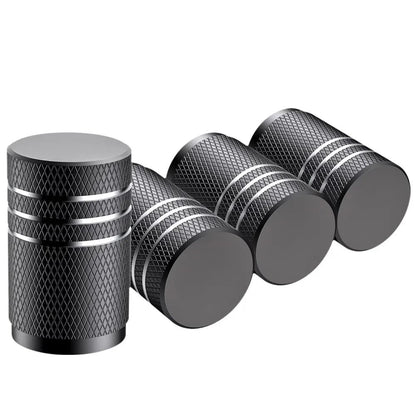 Aluminum Tire Valve Caps Set Knurled Air Stem Covers for Cars and Trucks