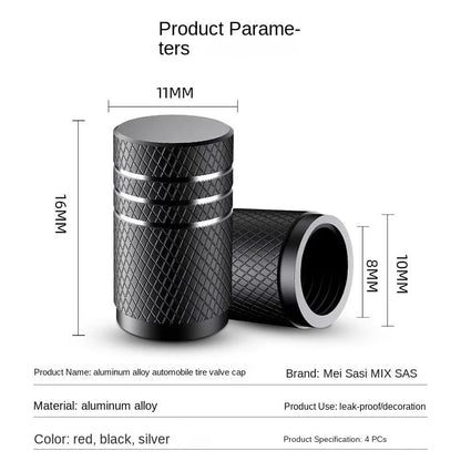 Aluminum Tire Valve Caps Set Knurled Air Stem Covers for Cars and Trucks