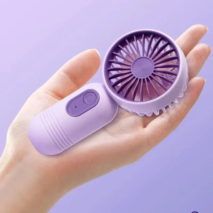 Mini Handheld USB Rechargeable Fan with 3-Speed Strong Wind for Travel, Desk & Outdoor Use