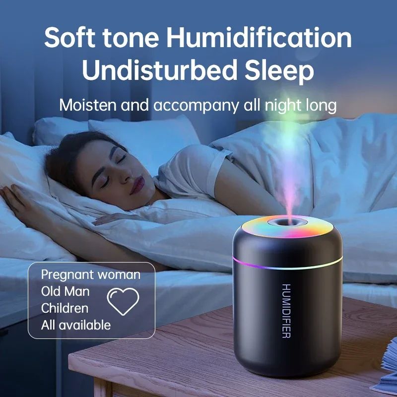 Mini Air Humidifier & USB Aromatherapy Diffuser with LED Night Light – 180ml Quiet Mist for Home, Office & Car