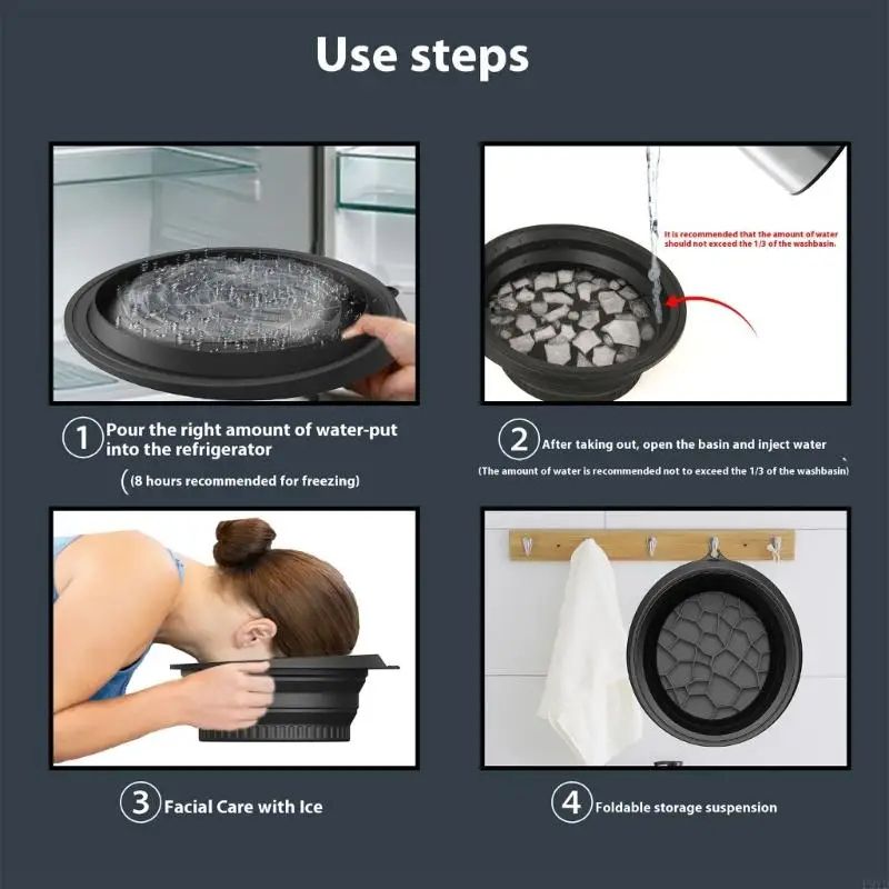 Silicone Foldable Face Ice Bath Bowl – Reusable Cold Plunge Facial Ice Tool for Skin Tightening & Glow