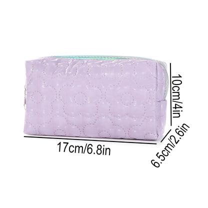 Portable Desk Stationery Organizer Bag for Study and Office, Exquisite Floral Pattern Storage Pouch with Glitter Fabric