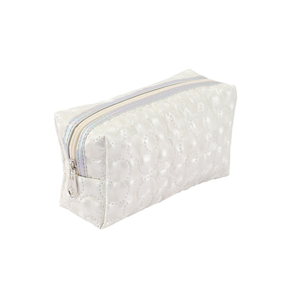 Portable Desk Stationery Organizer Bag for Study and Office, Exquisite Floral Pattern Storage Pouch with Glitter Fabric