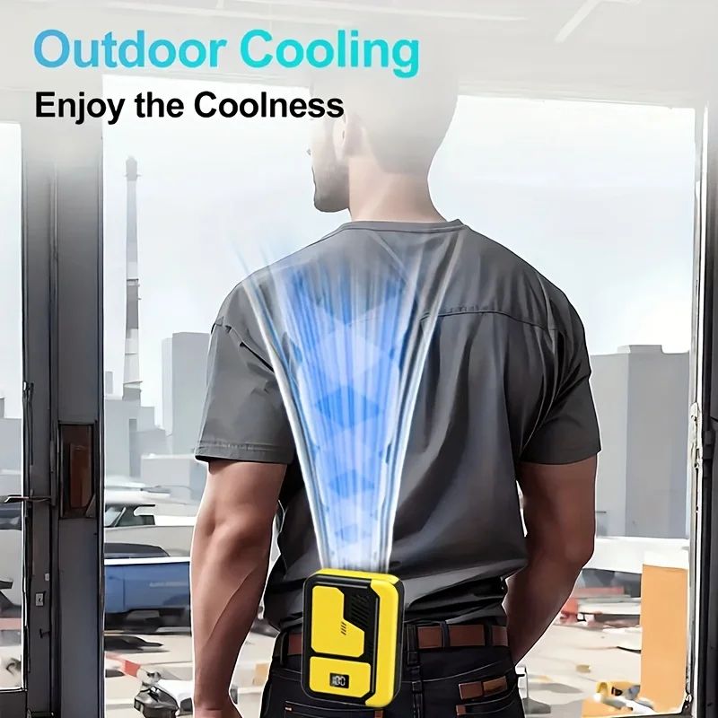 2025 Portable Neck & Waist Fan with LED Display – Rechargeable Hands-Free Cooling for Outdoor Use