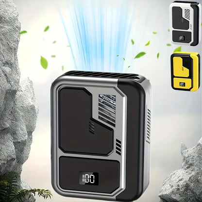 2025 Portable Neck & Waist Fan with LED Display – Rechargeable Hands-Free Cooling for Outdoor Use