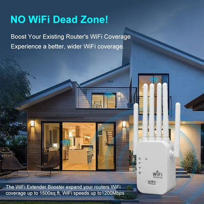WiFi Signal Booster, Wireless WiFi Repeater, Dual Band 5G Extender