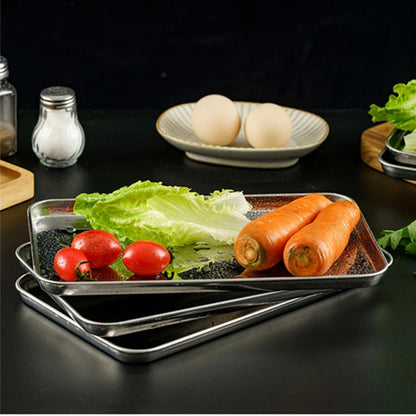 Rectangle Stainless Steel Tray, Buffet Presentation Tray, Metal Food Serving Plate, Rice Noodle Pan, Home Dishes Storage