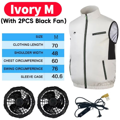 Wearable Cooling Vest with Dual Ice Fans for Outdoor Work and Extreme Heat