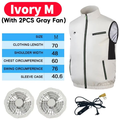 Wearable Cooling Vest with Dual Ice Fans for Outdoor Work and Extreme Heat