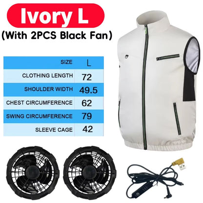 Wearable Cooling Vest with Dual Ice Fans for Outdoor Work and Extreme Heat