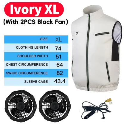 Wearable Cooling Vest with Dual Ice Fans for Outdoor Work and Extreme Heat