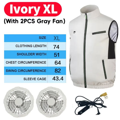 Wearable Cooling Vest with Dual Ice Fans for Outdoor Work and Extreme Heat