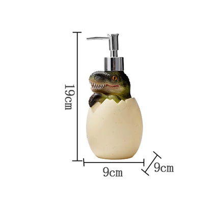 Cute Dinosaur Reusable Liquid Soap Dispenser with Leak Proof Pump for Bathroom and Vanity Use
