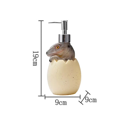 Cute Dinosaur Reusable Liquid Soap Dispenser with Leak Proof Pump for Bathroom and Vanity Use