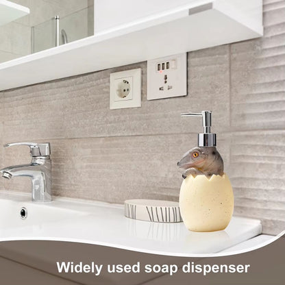 Cute Dinosaur Reusable Liquid Soap Dispenser with Leak Proof Pump for Bathroom and Vanity Use