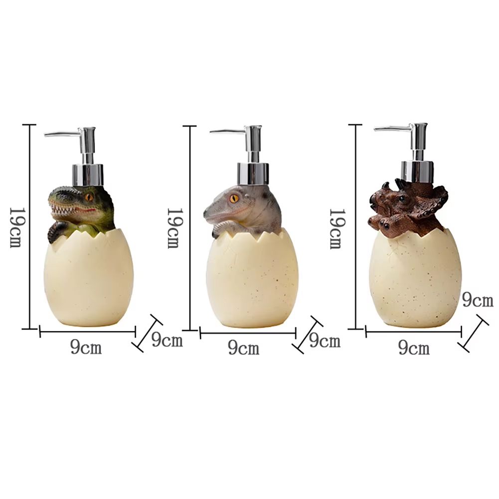 Cute Dinosaur Reusable Liquid Soap Dispenser with Leak Proof Pump for Bathroom and Vanity Use
