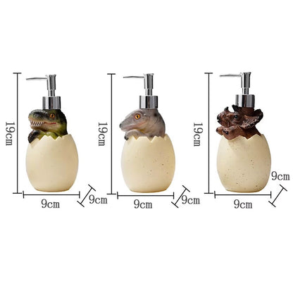 Cute Dinosaur Reusable Liquid Soap Dispenser with Leak Proof Pump for Bathroom and Vanity Use