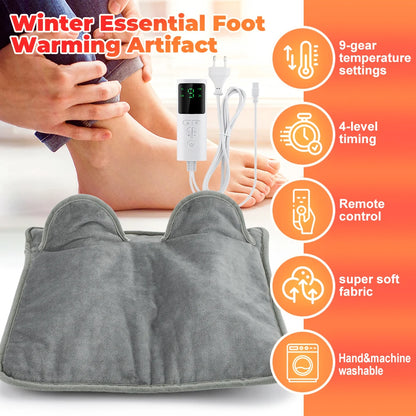 Electric Heating Blanket Foot Warming Mat, Soft Plush Thermal Washable Feet Warmer for Home Office Bedroom