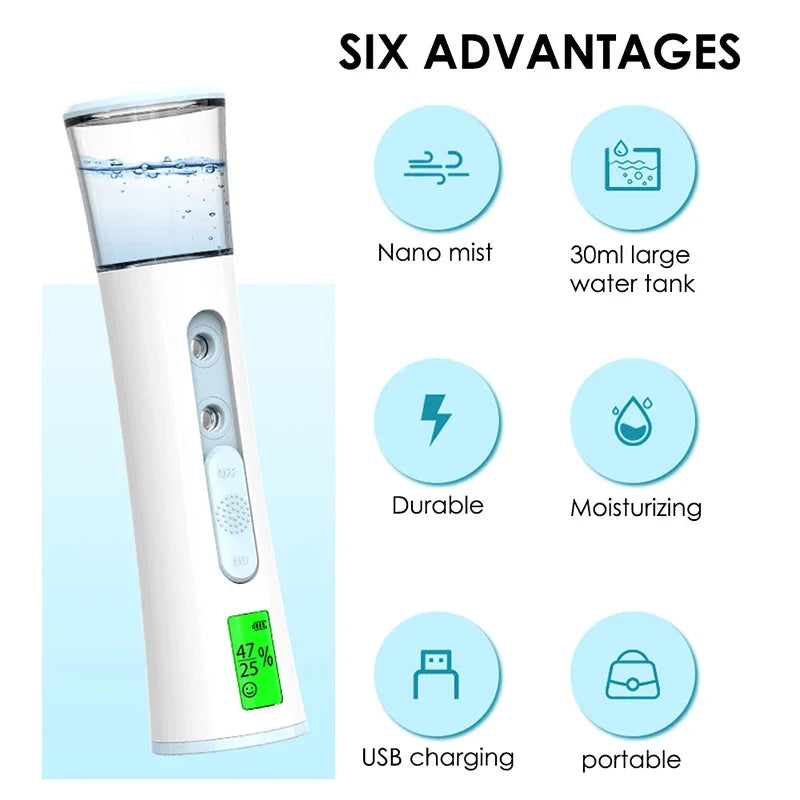 Nano Facial Steamer Mist Spray, Eyelash Extensions Cleaning, Pore Water SPA, Hydrating Face Sprayer USB Care Nebulizer