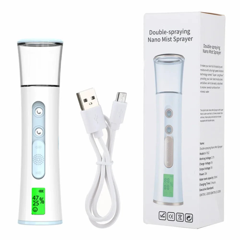 Nano Facial Steamer Mist Spray, Eyelash Extensions Cleaning, Pore Water SPA, Hydrating Face Sprayer USB Care Nebulizer