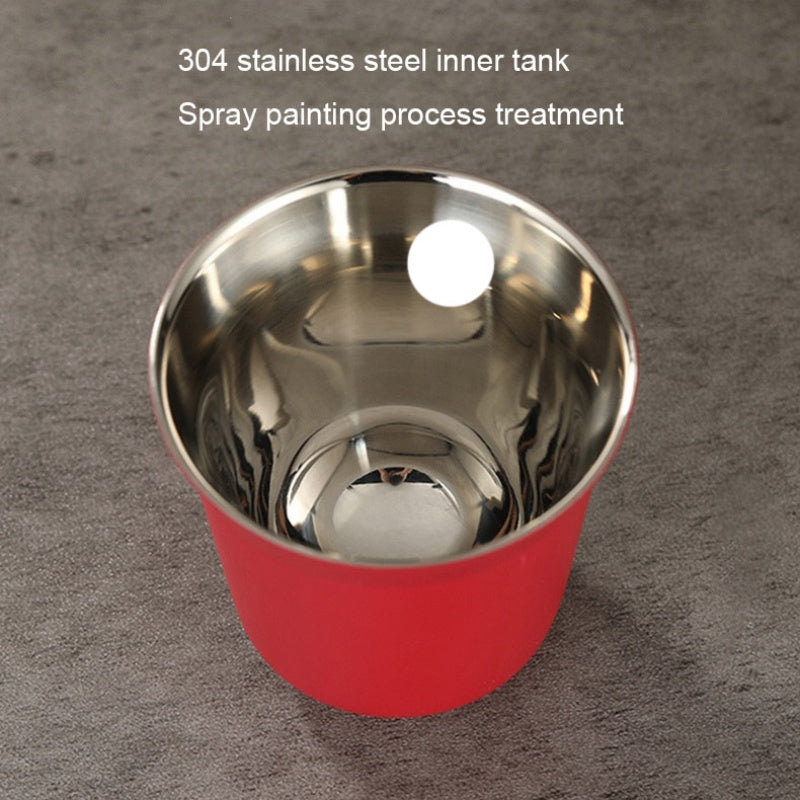 Solid Color Water Cup, Summer New Simple Flat Bottom Cup, Stainless Steel Double-layer Tank, Capsule Coffee Cup