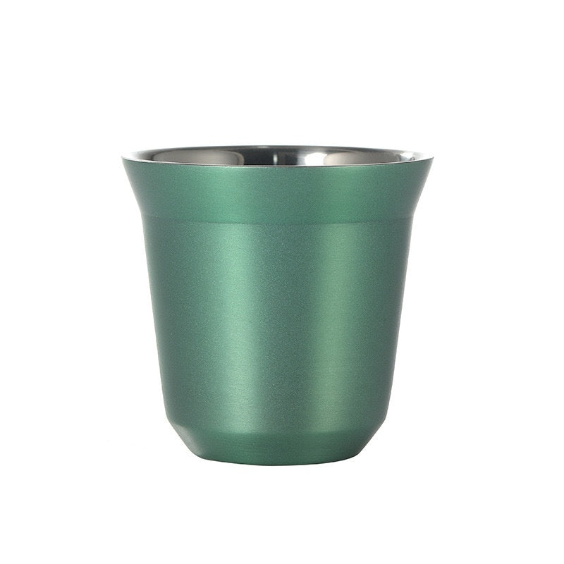 Solid Color Water Cup, Summer New Simple Flat Bottom Cup, Stainless Steel Double-layer Tank, Capsule Coffee Cup